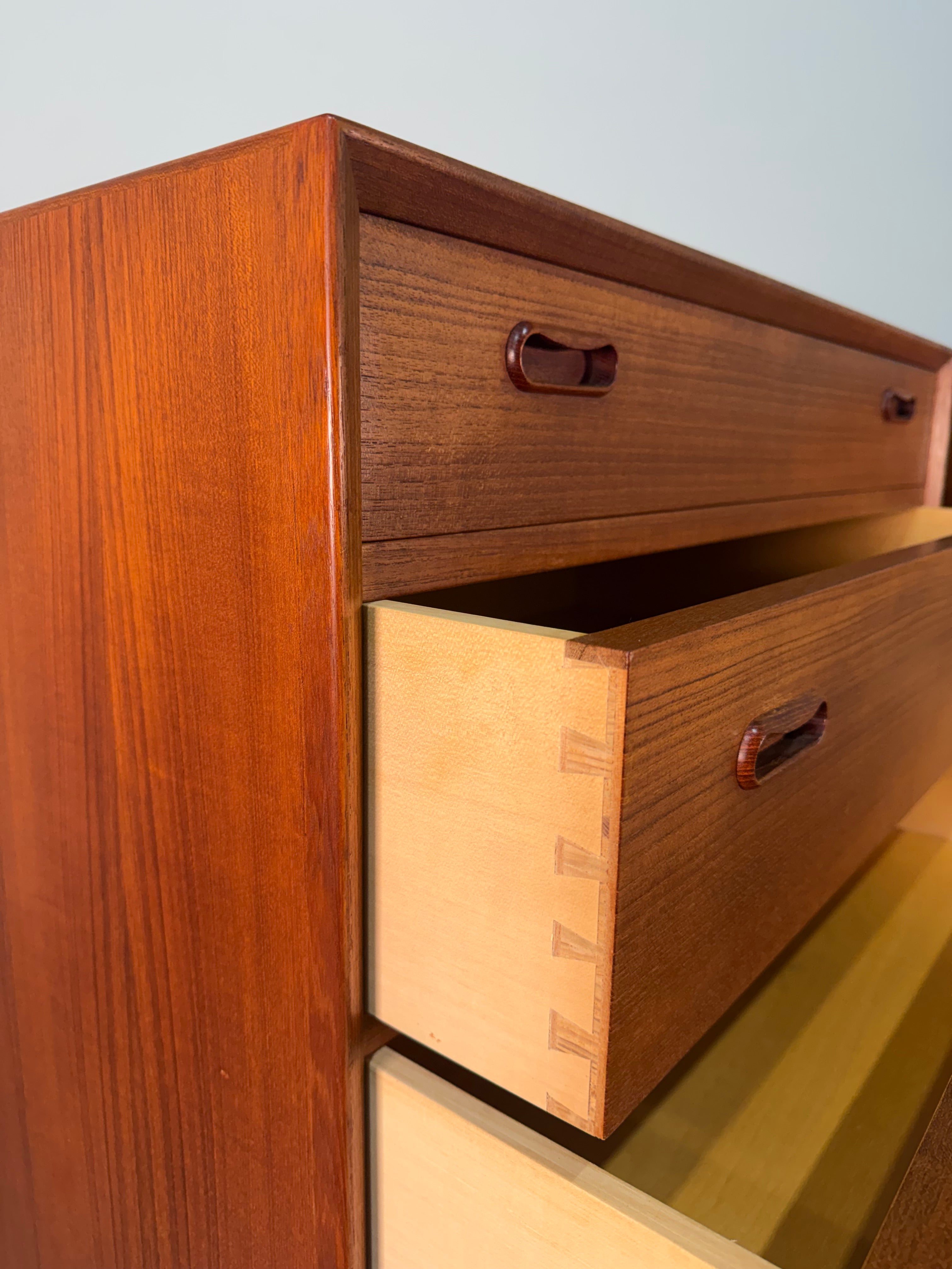 Mid Century Danish Modern Teak Tallboy Dresser