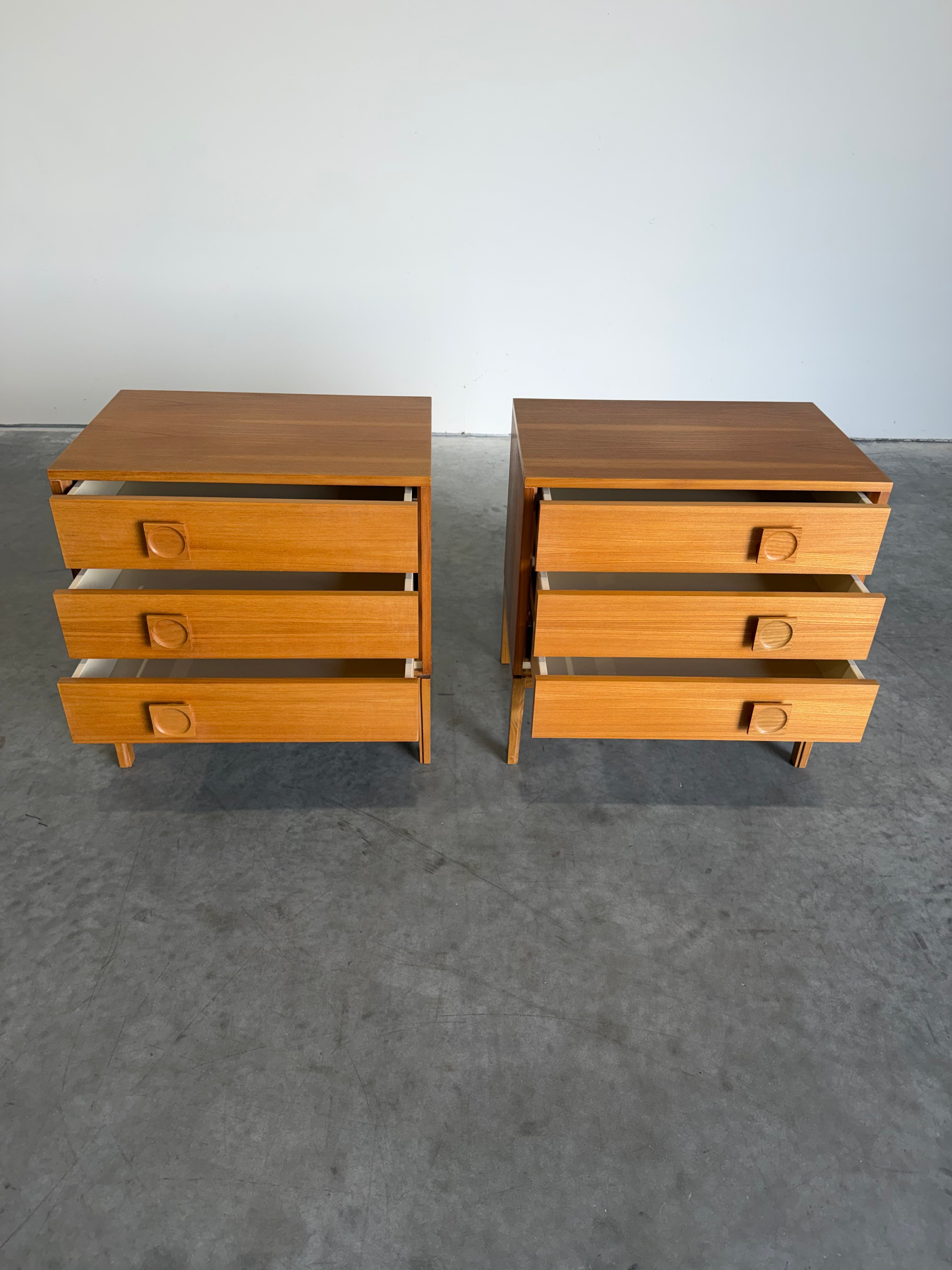 Pair of Mid Century Danish Three Drawer Chests, Bedside Tables