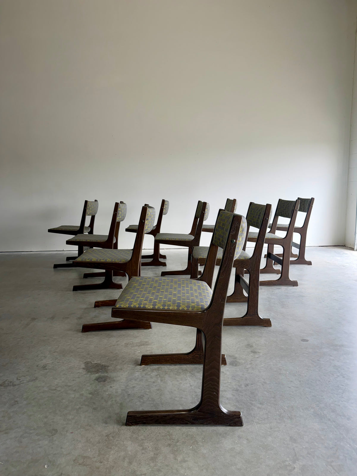 Mid Century Danish Farstrup Cantilevered Dining Chairs, Set of 10