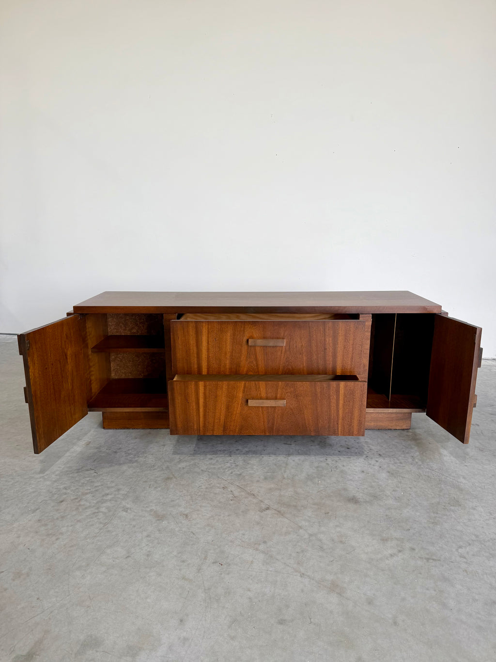 Lane Staccato Brutalist 2pc Hutch Display Cabinet