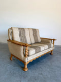 Vintage Henning Kjaernulf Style Danish Wool and Oak Loveseat