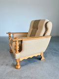 Vintage Henning Kjaernulf Style Danish Wool and Oak Lounge Chair