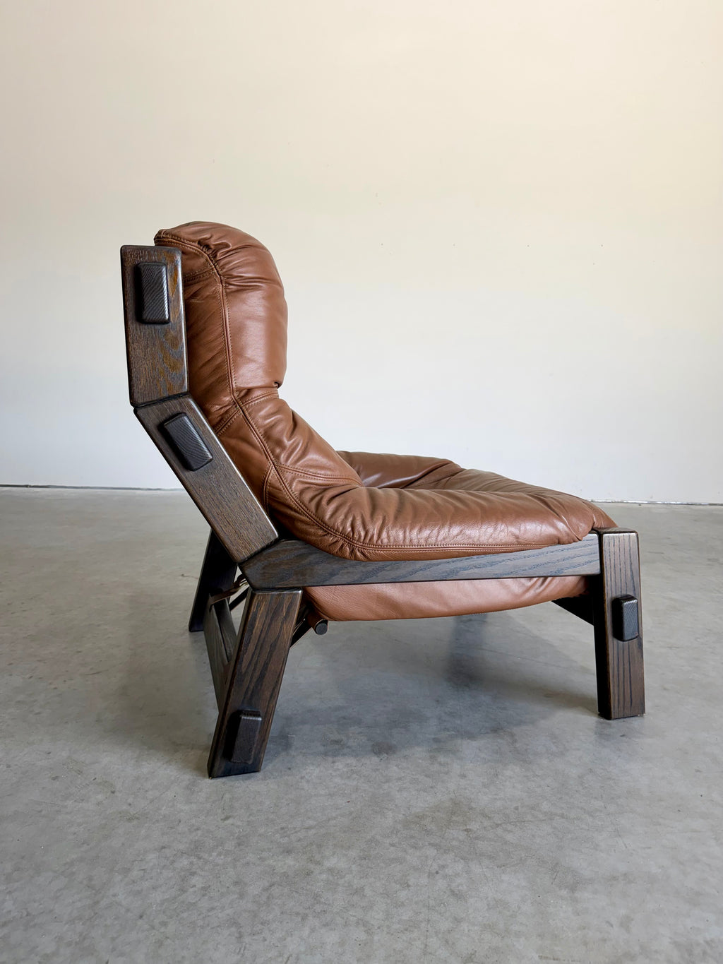Vintage Dutch Brutalist Leather Lounge Chair