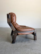 Vintage Dutch Brutalist Leather Lounge Chair