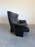 Otto Zapf for Knoll Follow Me black leather two seat sofa