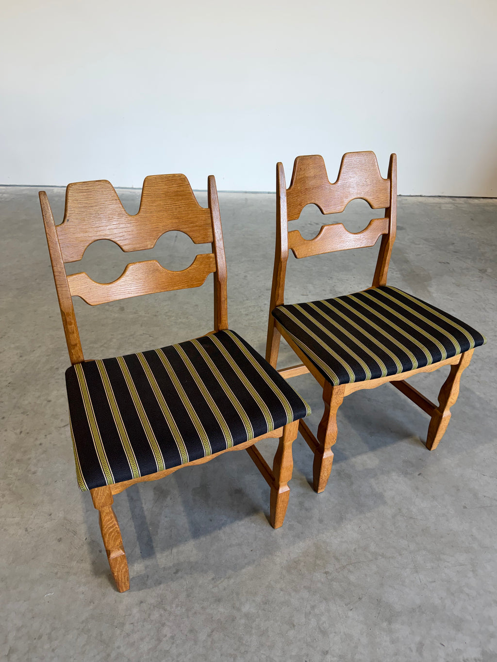 Mid Century Henning Kjaernulf Razor Blade Dining Chairs, Set of 2