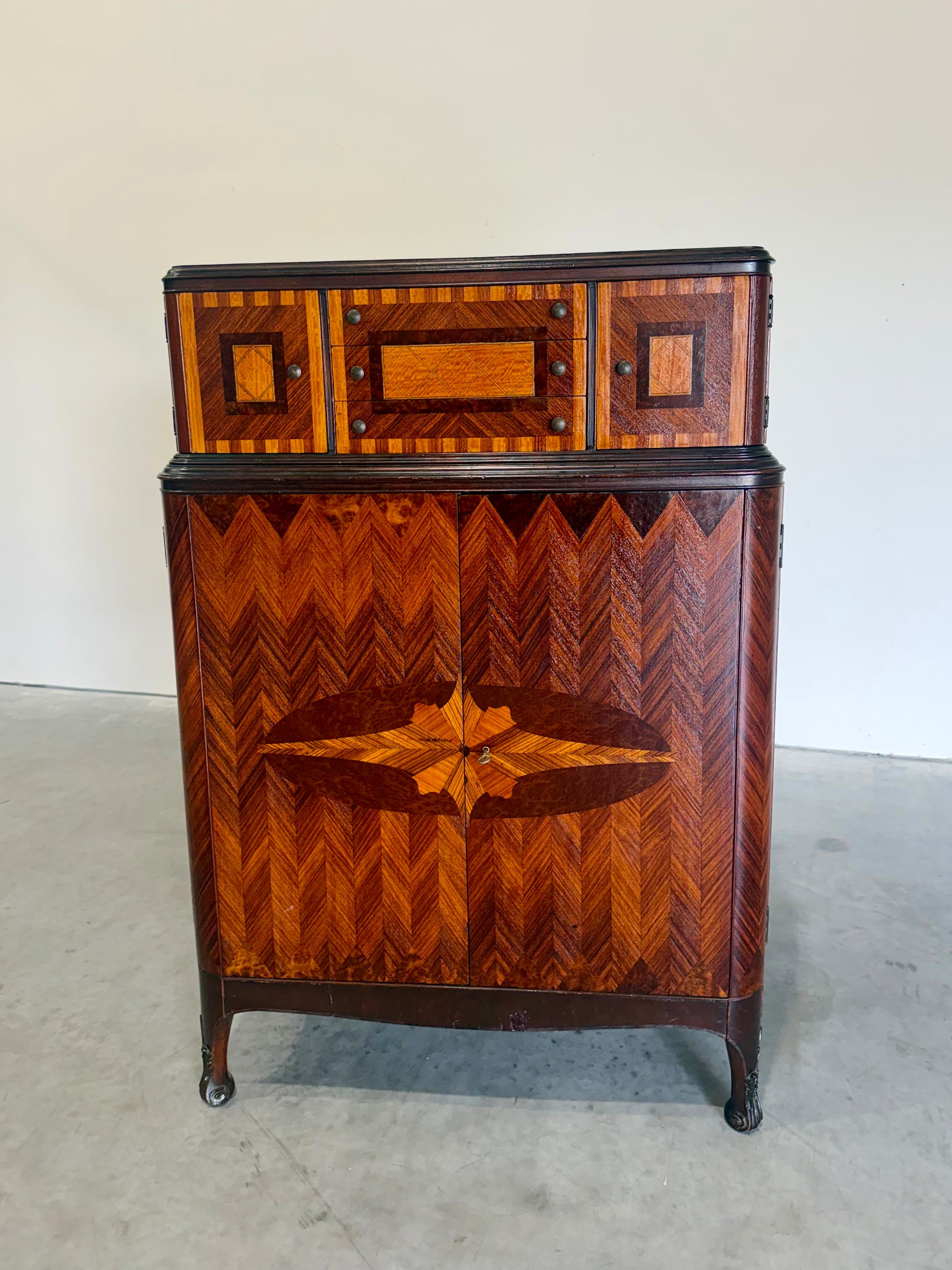 Handsome Art Deco Marquetry Chiffonier Gentlemen’s Chest