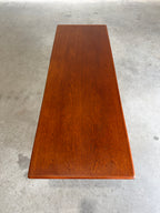 Mid Century Danish Teak and Cane Coffee Table with Magazine Rack