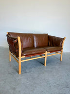 Vintage Arne Norell Ilona Safari Loveseat in Brown Leather