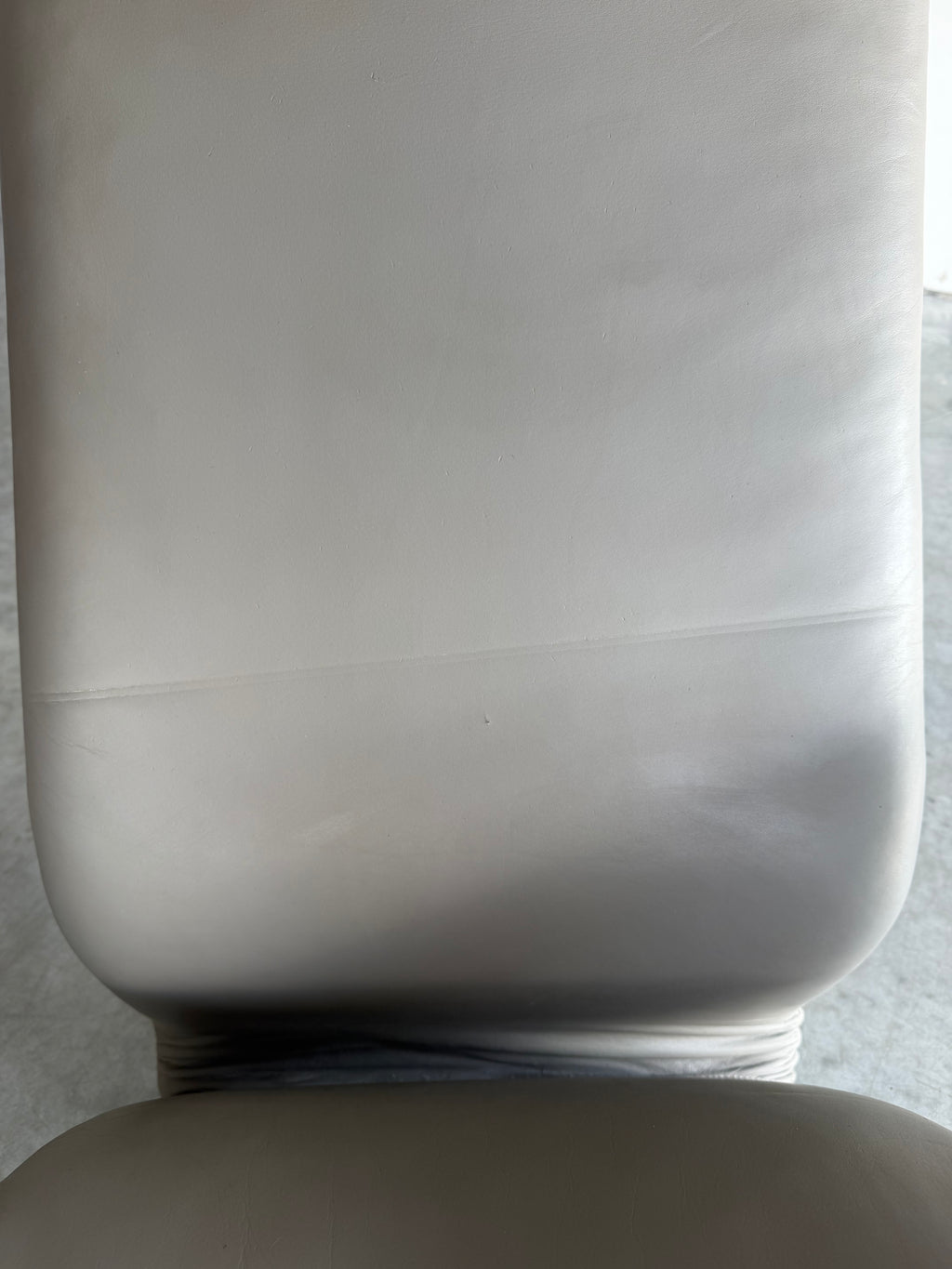 Vintage Sculptural Post Modern Gray Leather Lounge Chair Pair