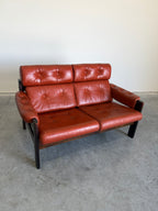 Vintage 2 Seat Orange Leather Sofa by Ekornes Norway