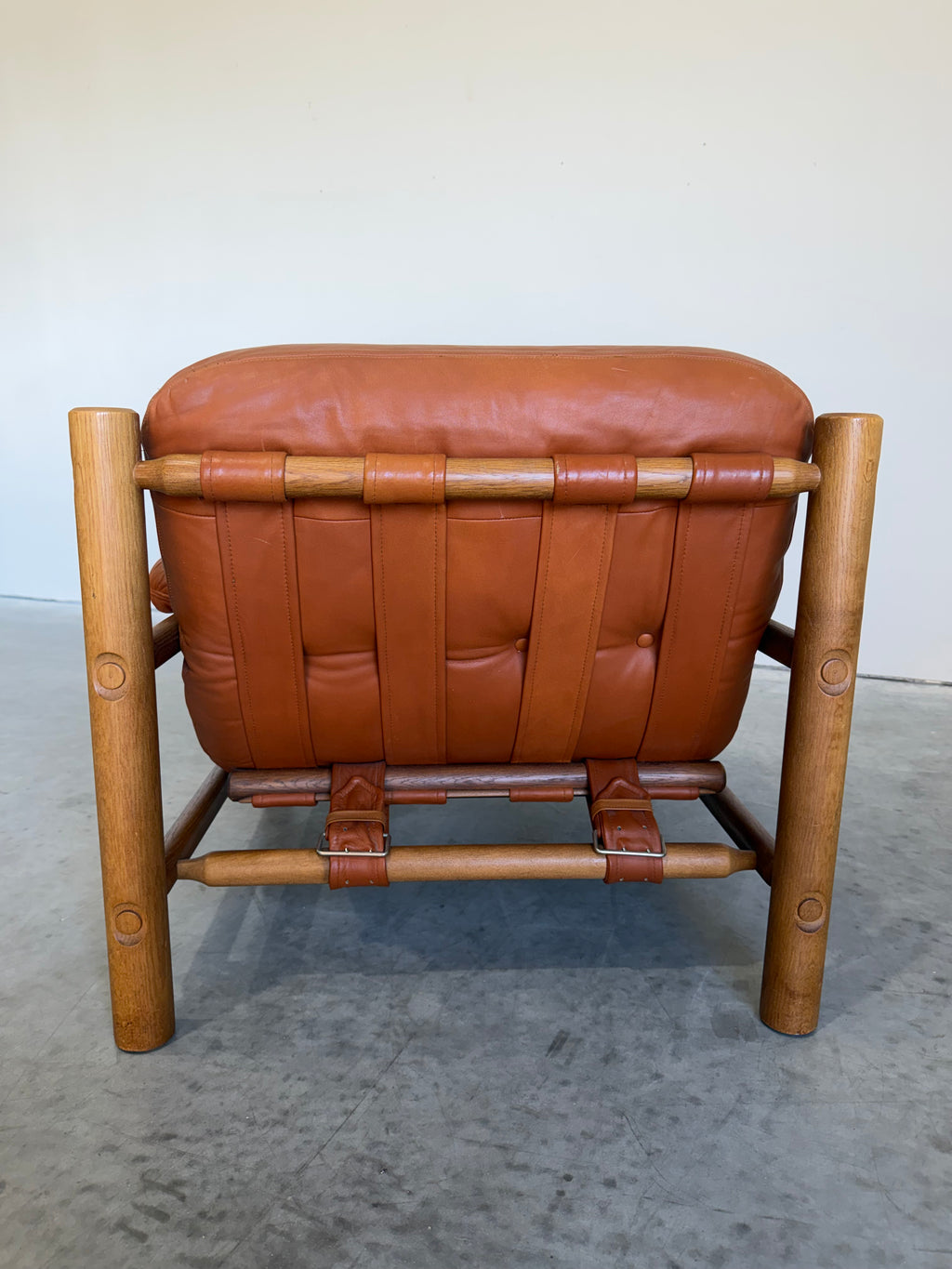 Brazilian Modernist Style Lounge Chair in Cognac Leather and Oak