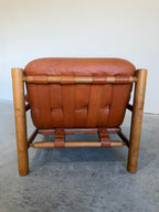 Brazilian Modernist Style Lounge Chair in Cognac Leather and Oak