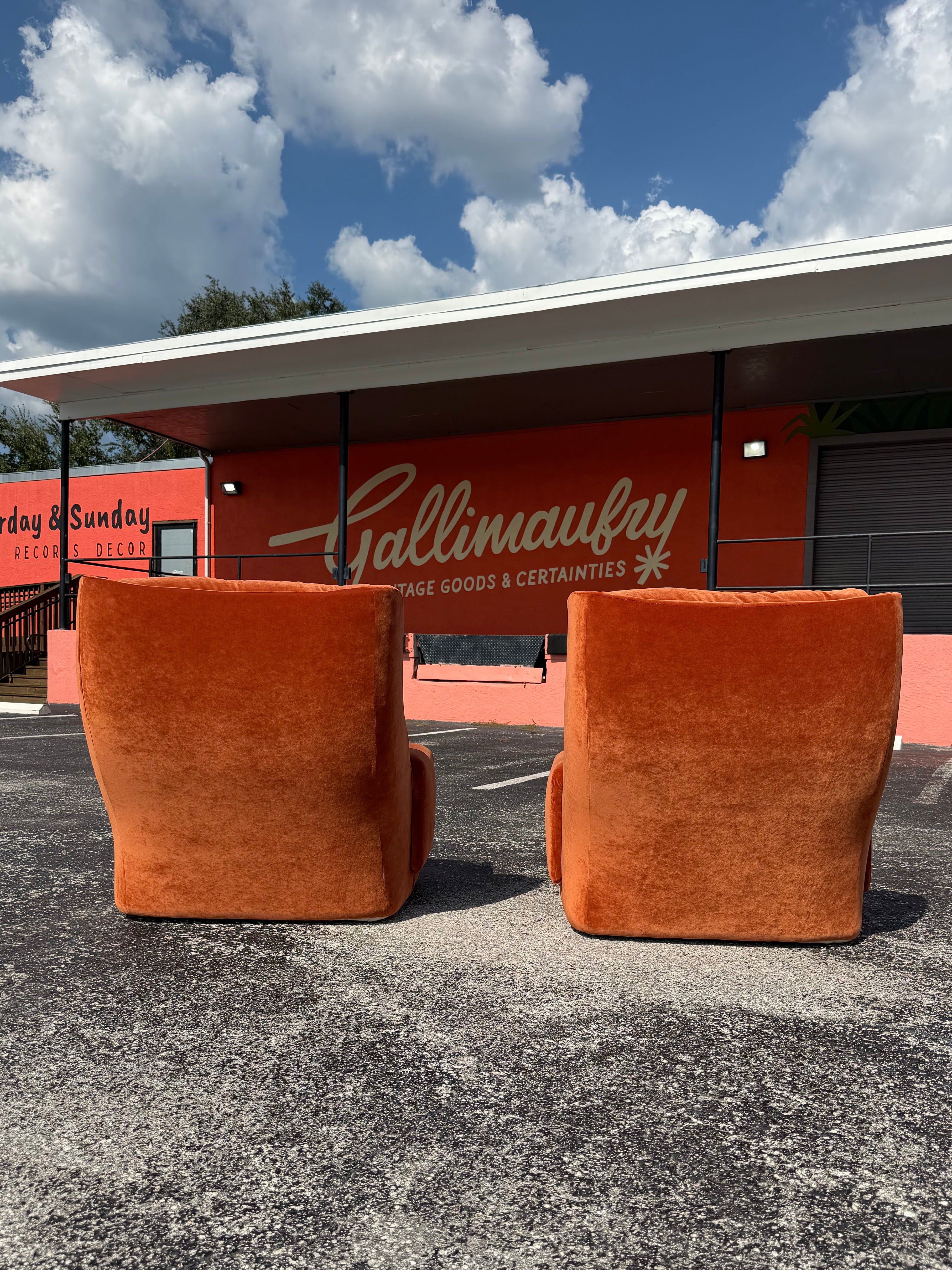Mid Century Space Age Pair of Orchidee Chairs by Michel Cadestin for Airborne France, Reupholstered