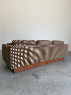 Mid Century Modern Mod Circles Print Plinth Base Sofa