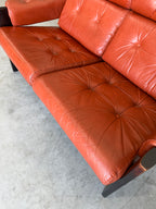 Vintage 2 Seat Orange Leather Sofa by Ekornes Norway