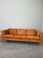 Vintage Mid Century Danish Caramel Leather Mogens Hansen Sofa