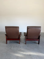Pair of Vintage Brown Leather Reclining Lounge Chairs, Skipper Mobler