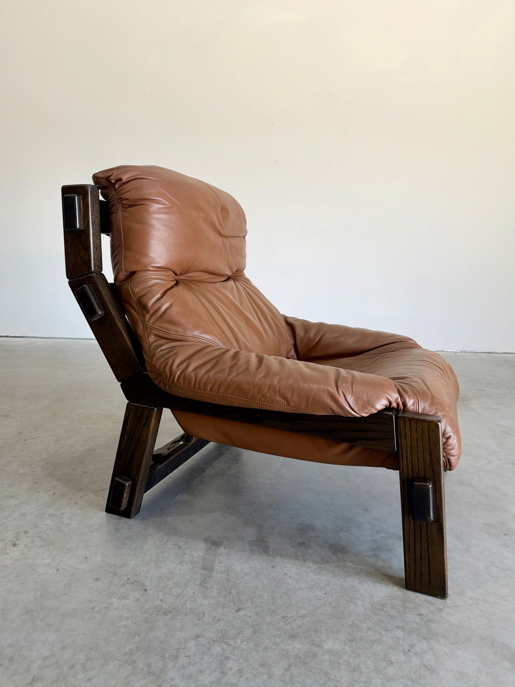 Vintage Dutch Brutalist Leather Lounge Chair