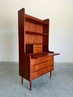Mid Century Danish Teak Secretary Bookcase