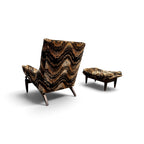 Mid Century Modern Castro Convertible High Back Velvet Lounge Chair and Ottoman Set
