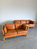 Vintage Mid Century Danish Caramel Leather Mogens Hansen Sofa