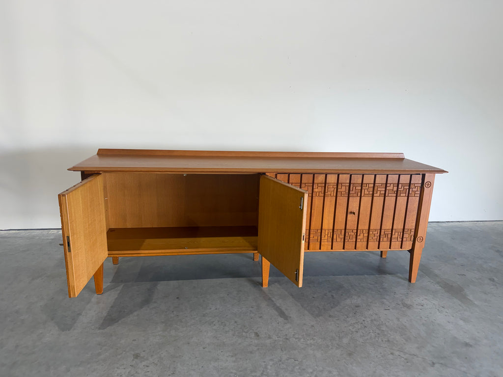 Mid Century European Brutalist Oak Credenza