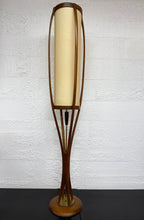 Mid Century Modern Modeline Sculptural Wood and Brass Floor Lamp by Arthur Jacobs