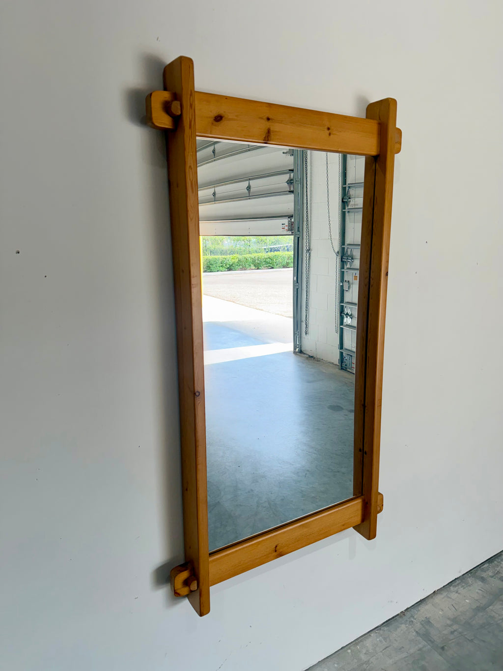Vintage Scandinavian Pine Wall Mirror