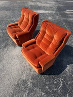 Mid Century Space Age Pair of Orchidee Chairs by Michel Cadestin for Airborne France, Reupholstered
