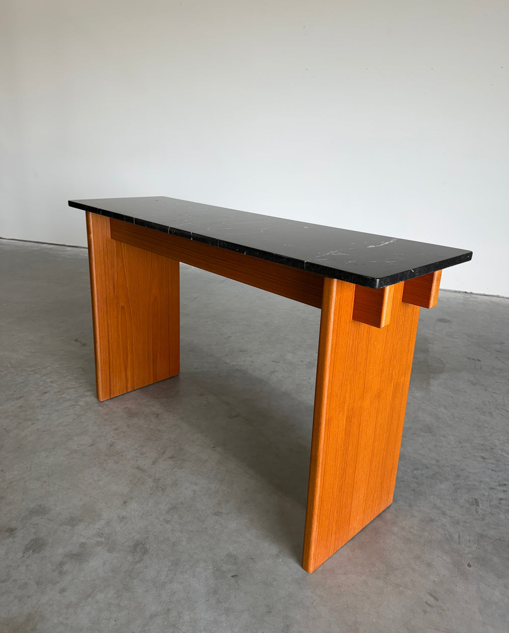 Vintage Danish Teak and Marble Console Table