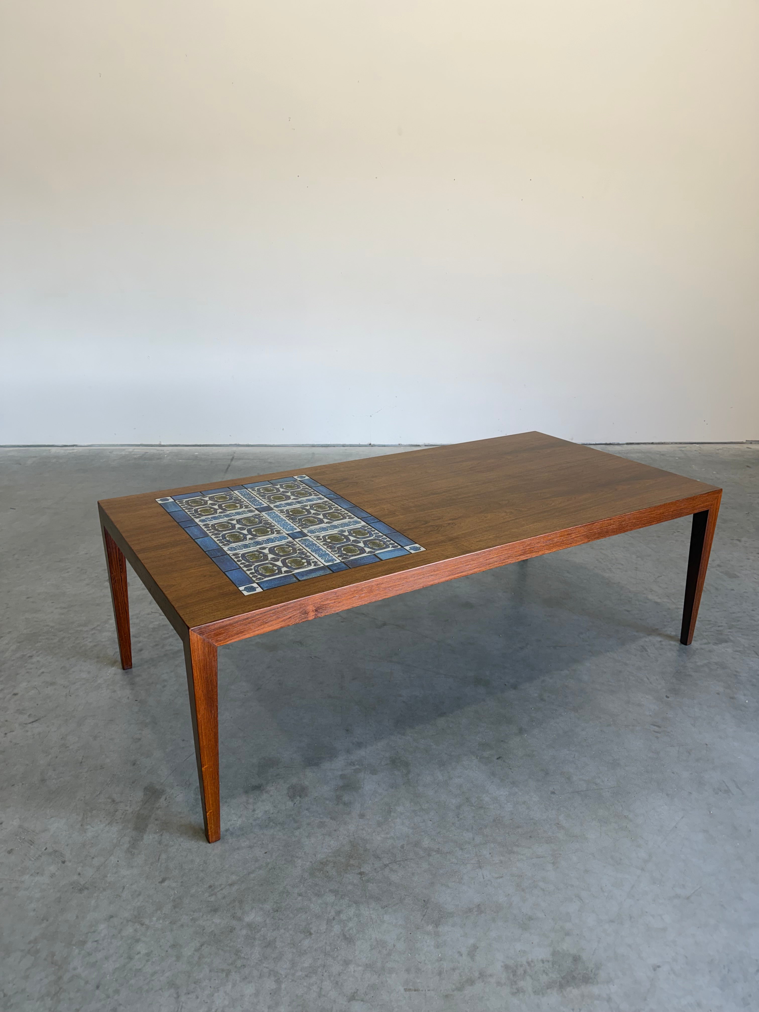 Danish Mid Century Rosewood and Tile Coffee Table