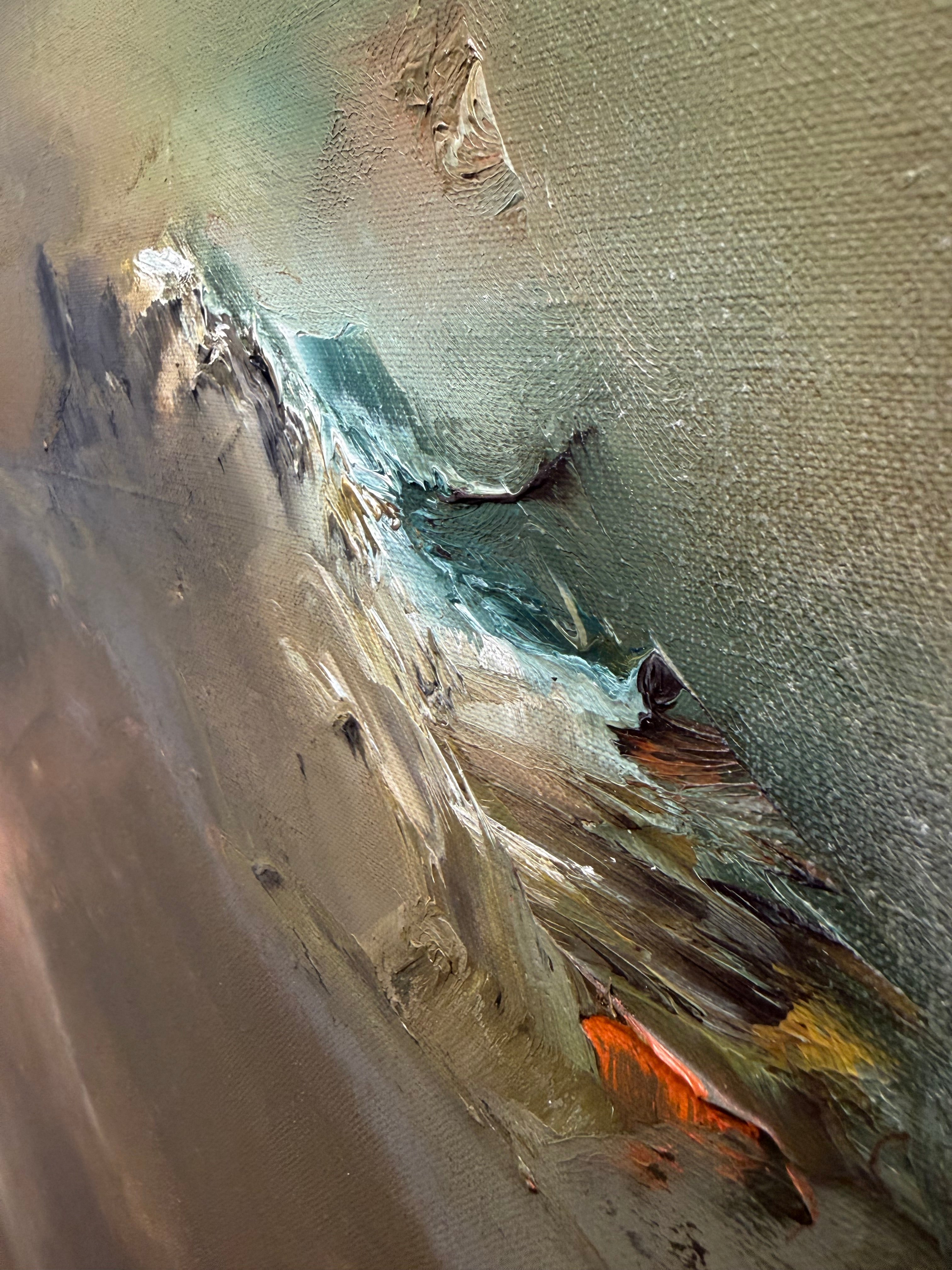 Large Mid Century Original Moody Abstract Landscape Painting, Oil on Canvas