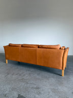 Vintage Mid Century Danish Caramel Leather Mogens Hansen Sofa