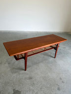 Mid Century Danish Teak and Cane Coffee Table with Magazine Rack