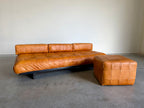 Vintage De Sede Patchwork Cube Pouf Ottoman in Cognac Leather c.1970’s Switzerland