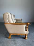 Vintage Henning Kjaernulf Style Danish Wool and Oak Sofa