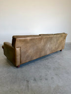Mid Century Swedish Arne Norell Style Olive Leather and Rosewood Sofa
