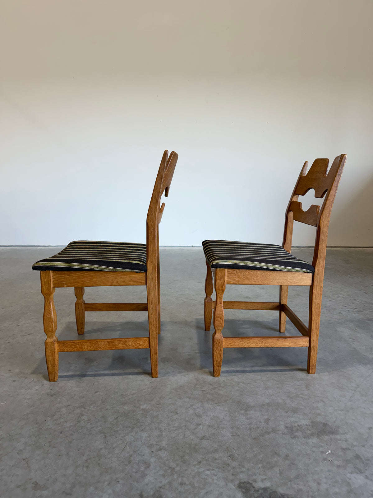 Mid Century Henning Kjaernulf Razor Blade Dining Chairs, Set of 2