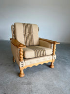Vintage Henning Kjaernulf Style Danish Wool and Oak Lounge Chair
