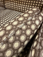 Mid Century Modern Mod Circles Print Plinth Base Sofa