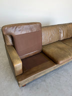 Mid Century Swedish Arne Norell Style Olive Leather and Rosewood Sofa