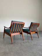 Pair of Mid Century Modern Danish Style Slat Back Lounge Chairs