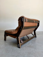 Vintage Dutch Brutalist Leather Sofa