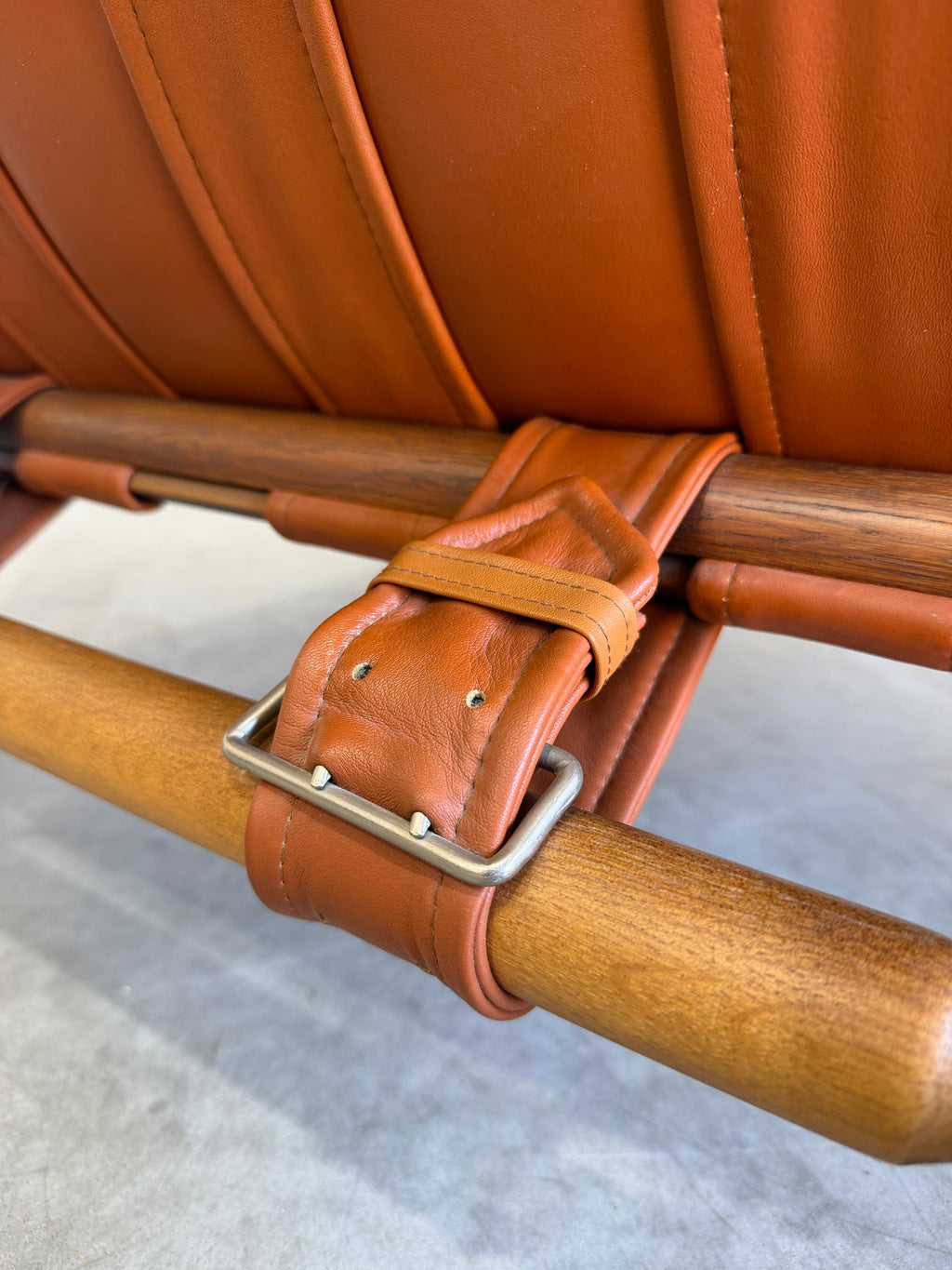 Brazilian Modernist Style Lounge Chair in Cognac Leather and Oak