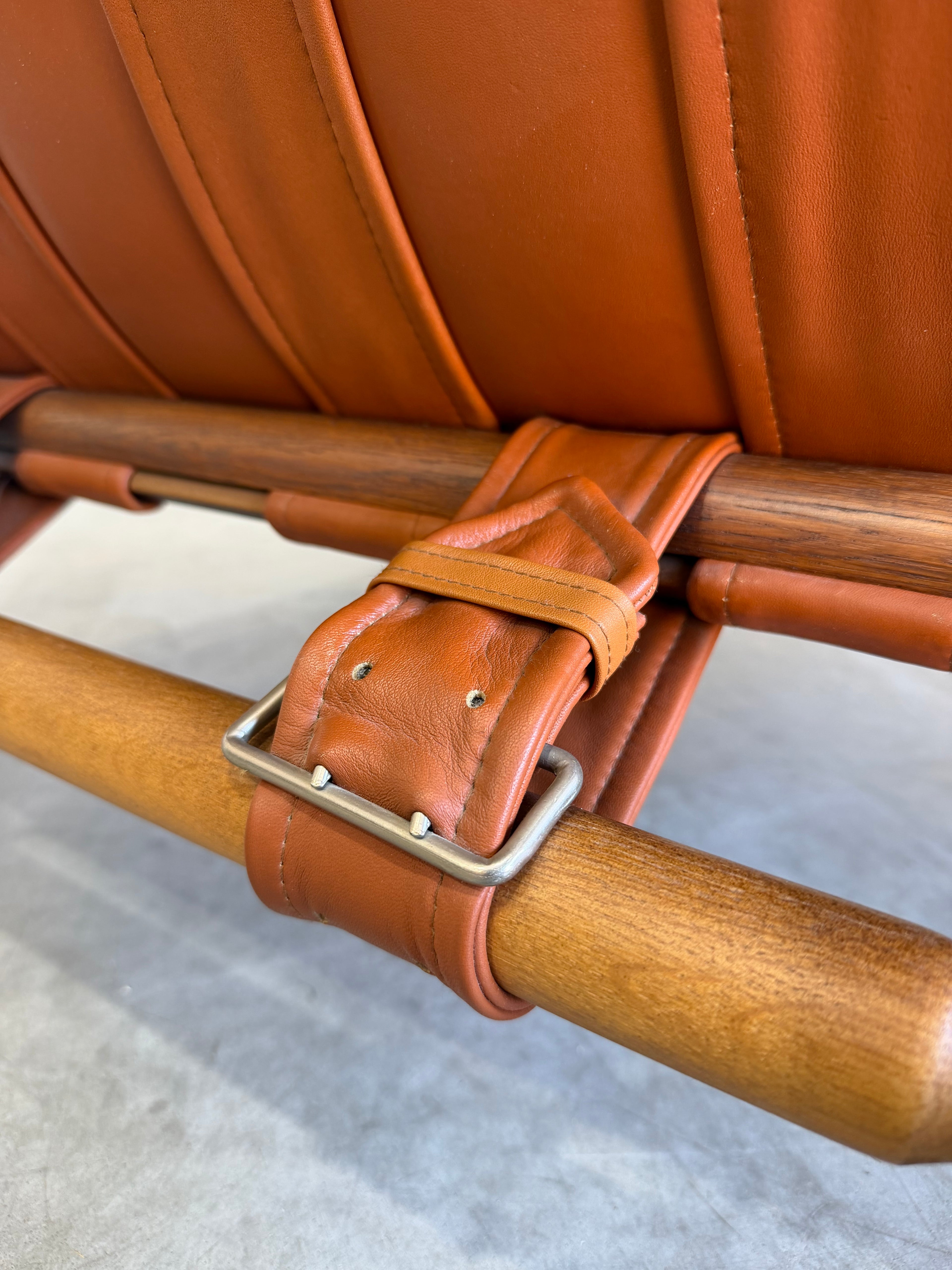 Brazilian Modernist Style Lounge Chair in Cognac Leather and Oak