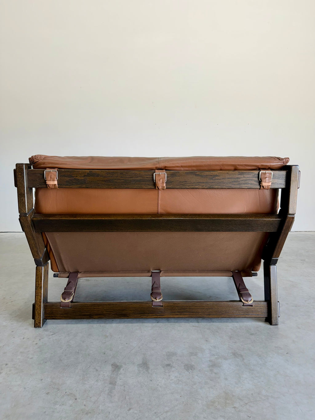 Vintage Dutch Brutalist Leather Sofa