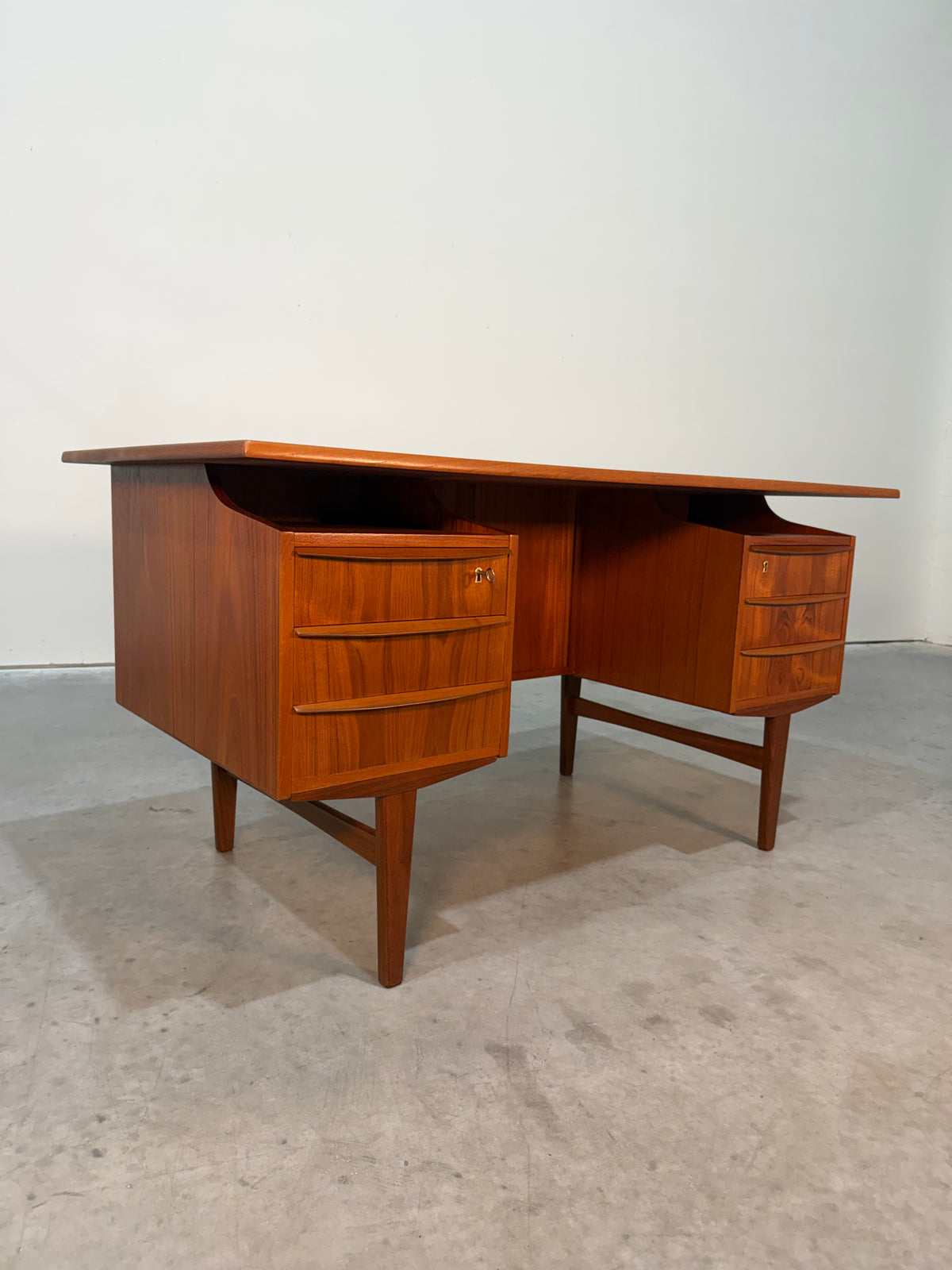 Danish Mid Century Modern Teak Floating Top Desk