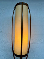 Mid Century Modern Modeline Sculptural Wood and Brass Floor Lamp by Arthur Jacobs