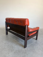 Vintage 2 Seat Orange Leather Sofa by Ekornes Norway